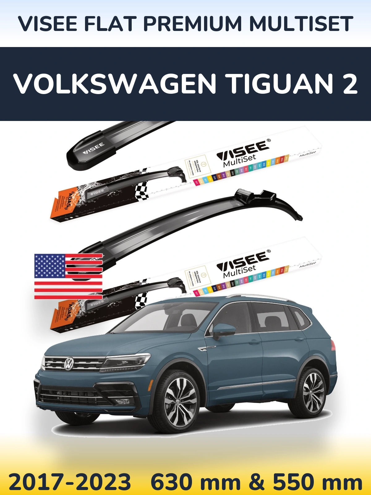 Torkarblad VISEE FLAT PREMIUM MultiSet för Volkswagen Tiguan 2