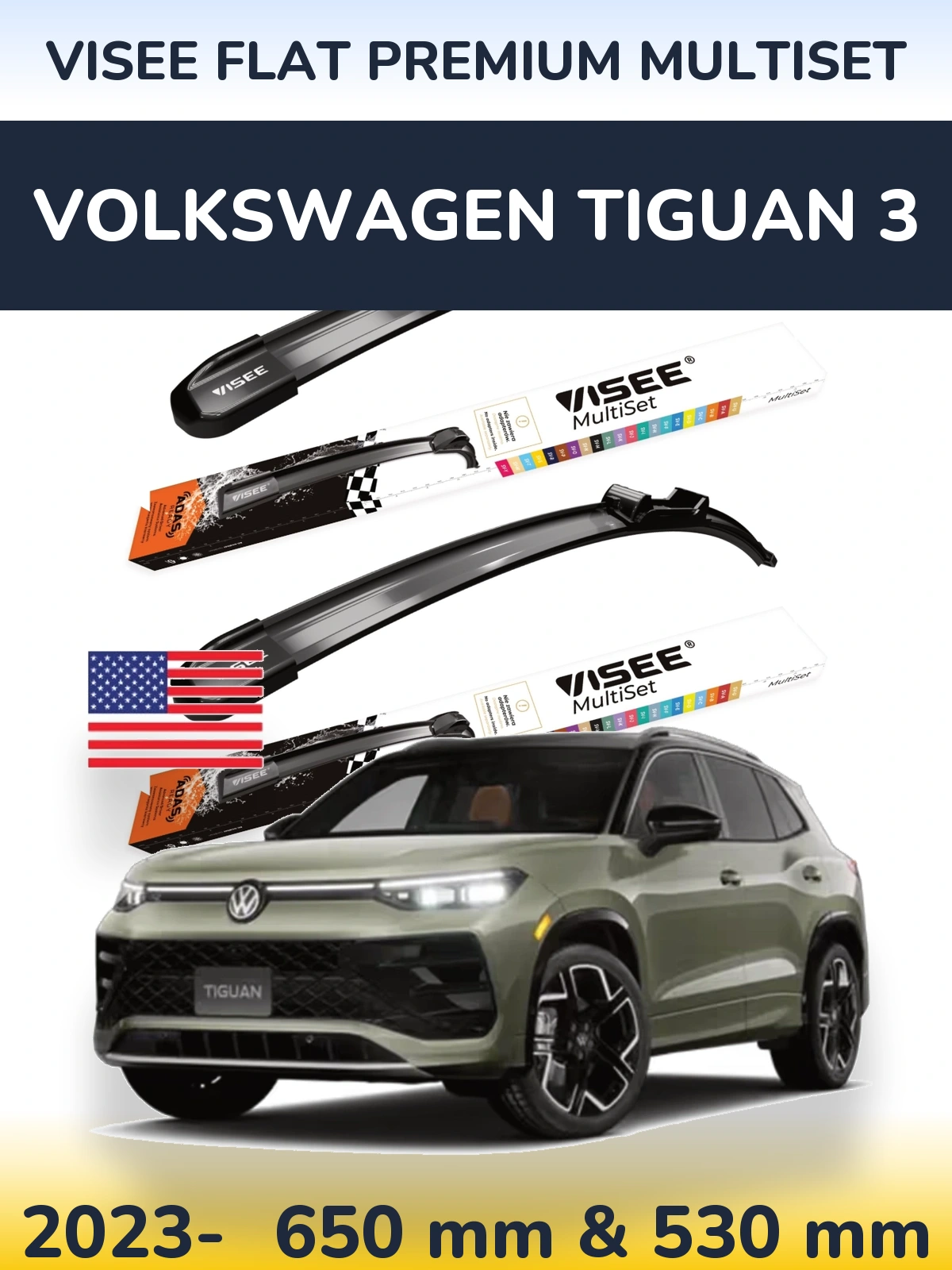 Torkarblad VISEE FLAT PREMIUM MultiSet för Volkswagen Tiguan 3
