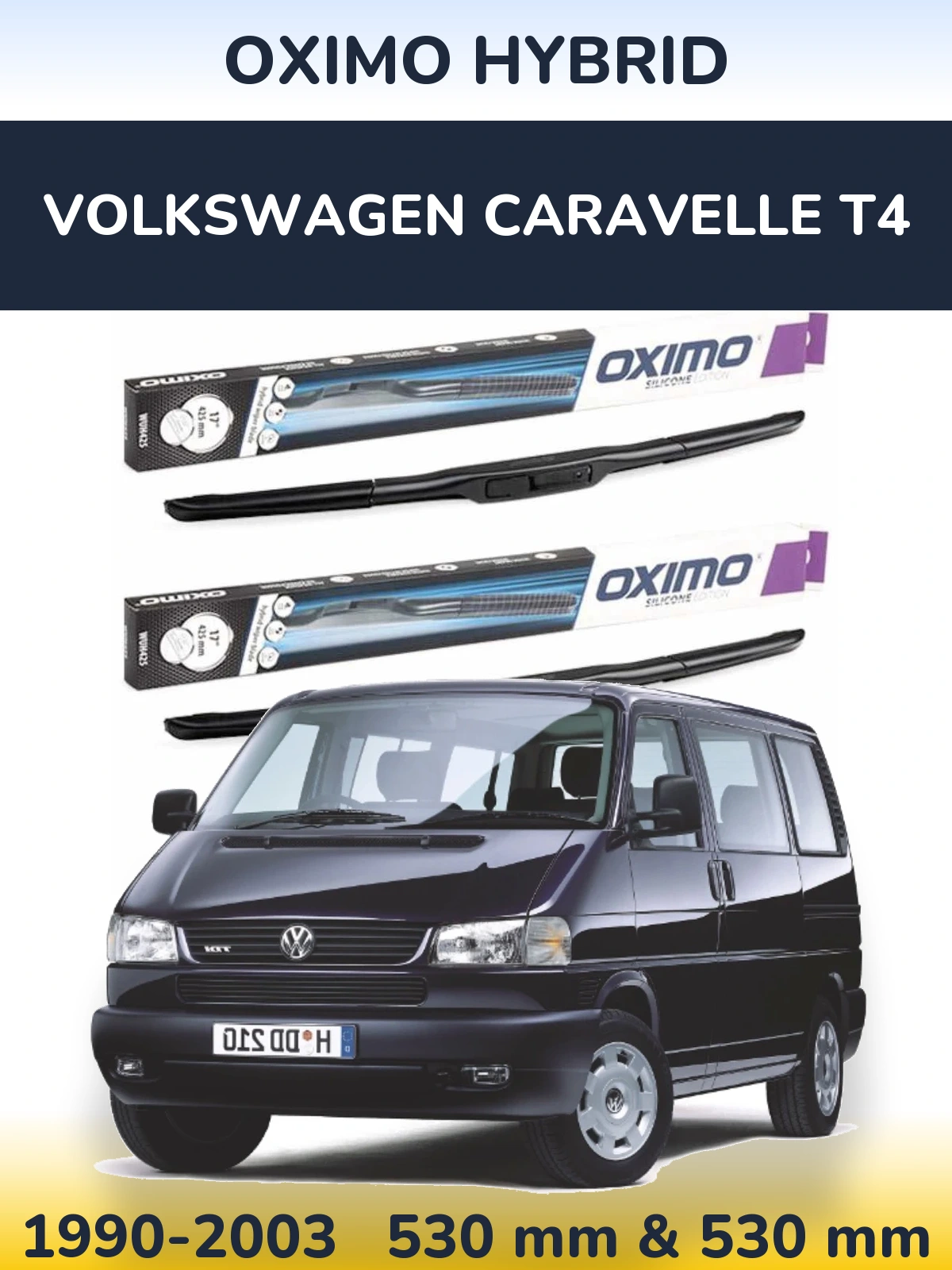 Комплект передних дворников Oximo Hybrid 530 & 530 мм для Volkswagen Caravelle T4 1990-2003