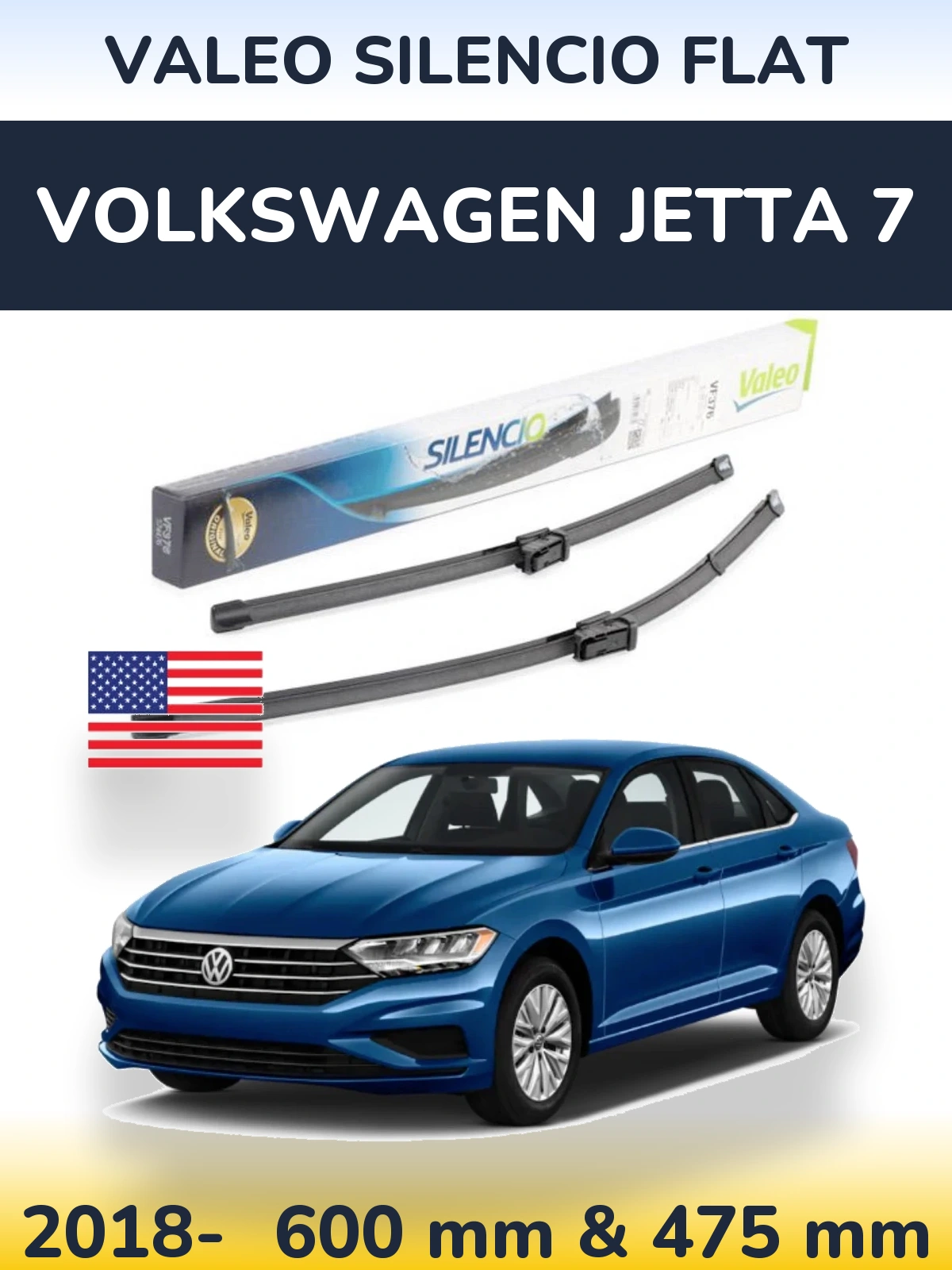 Torkarblad Valeo Silencio Flat för Volkswagen Jetta 7