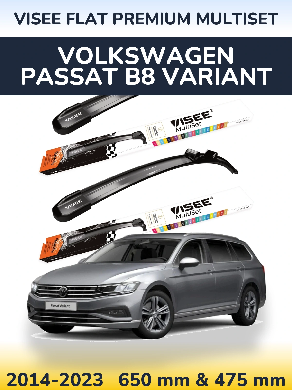 Torkarblad VISEE FLAT PREMIUM MultiSet för Volkswagen Passat B8 Variant