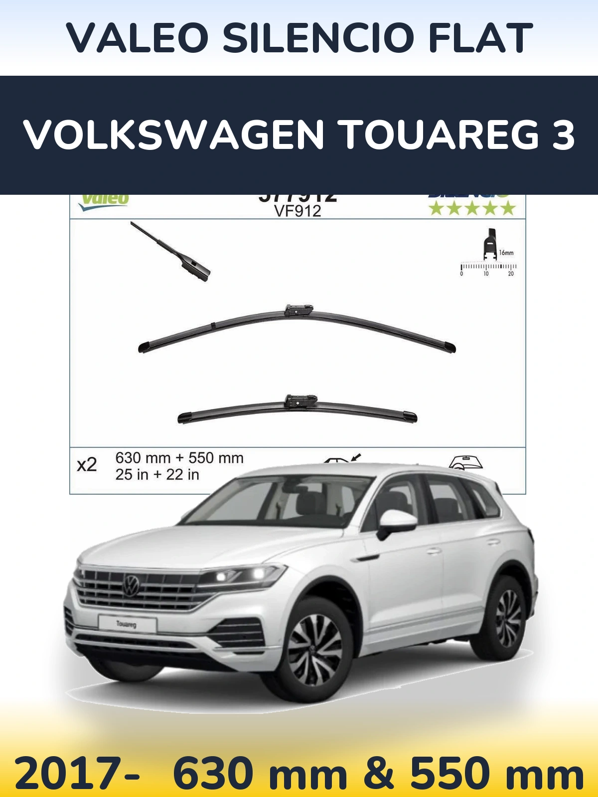 Torkarblad Valeo Silencio Flat för Volkswagen Touareg 3