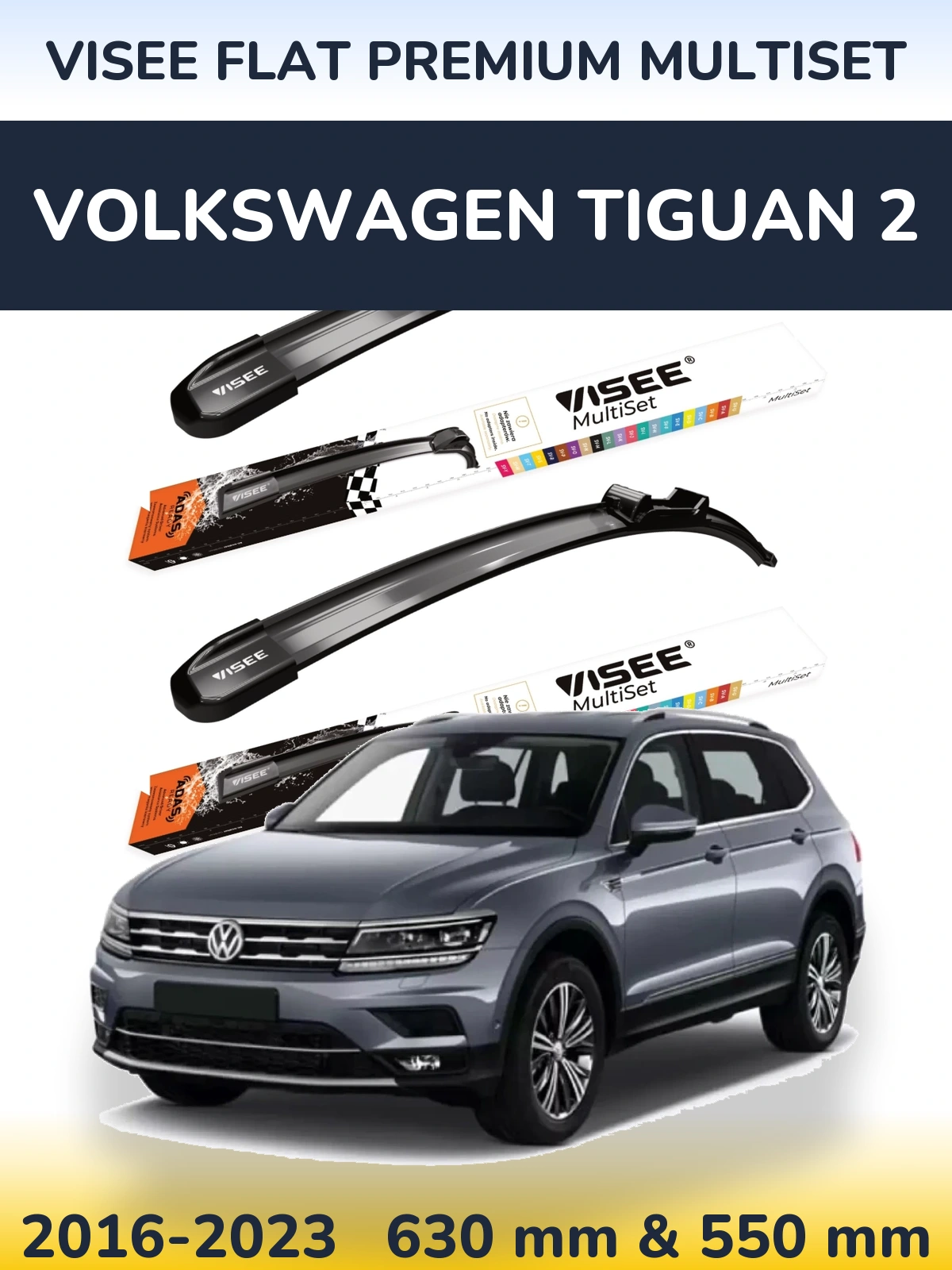 Torkarblad VISEE FLAT PREMIUM MultiSet för Volkswagen Tiguan 2