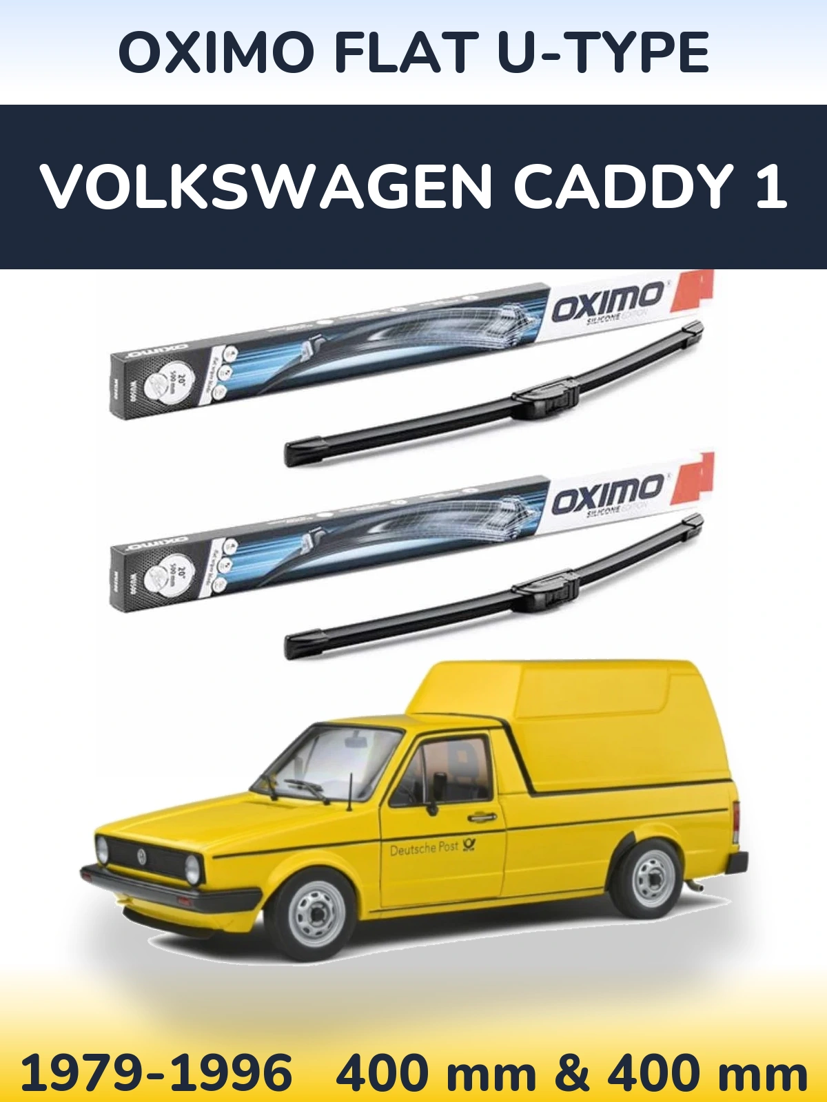Комплект передніх щіток Oximo Flat U-type 400 & 400 мм для Volkswagen Caddy 1 1979-1996