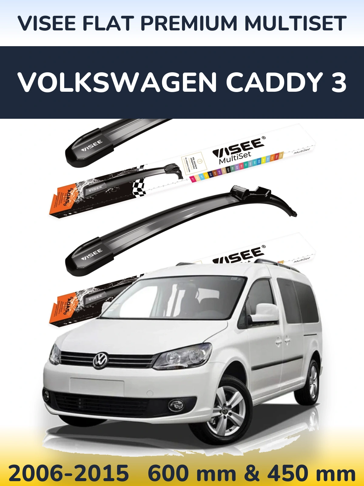 Torkarblad VISEE FLAT PREMIUM MultiSet för Volkswagen Caddy 3