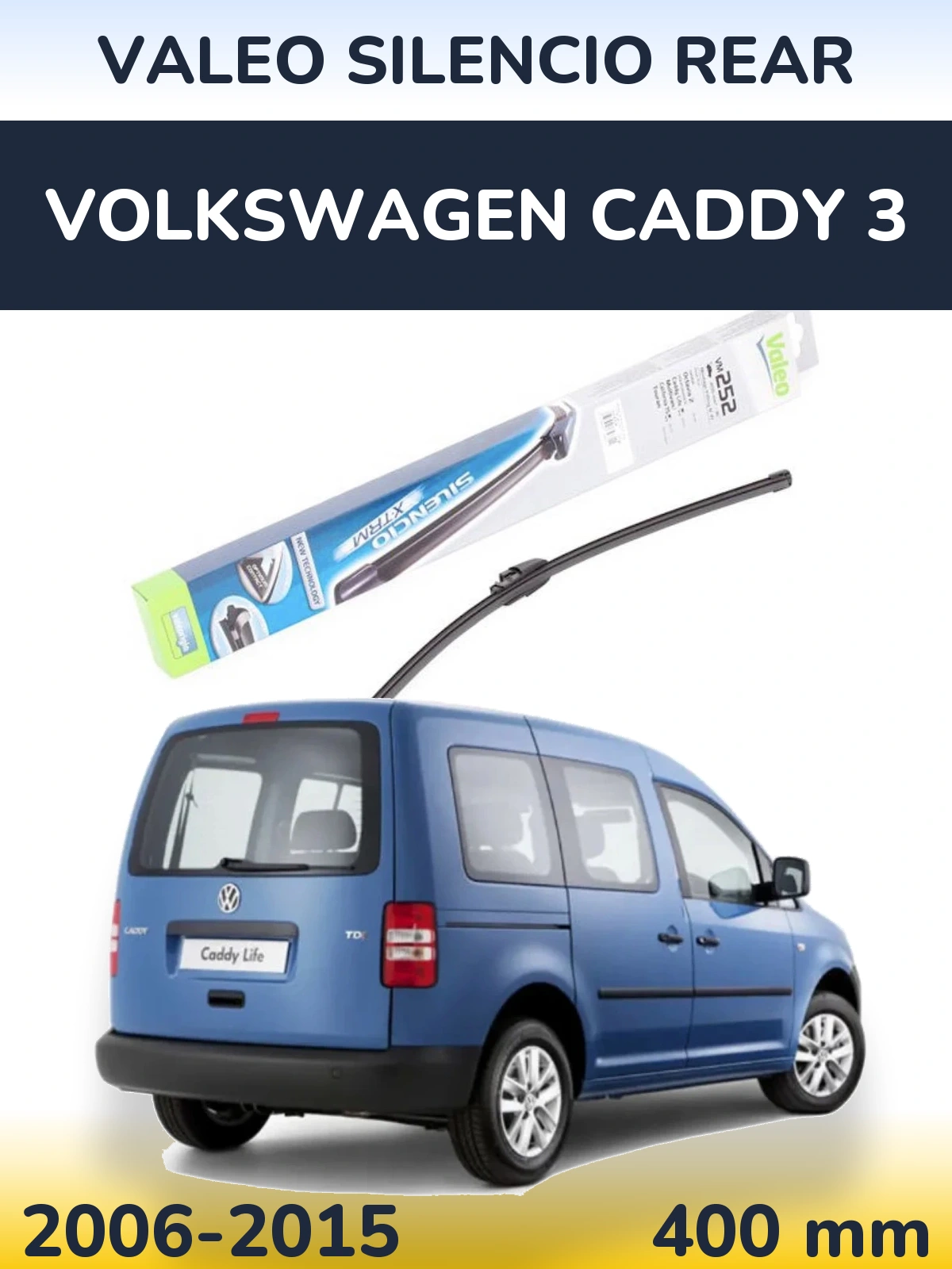 Torkarblad Valeo Silencio Rear för Volkswagen Caddy 3