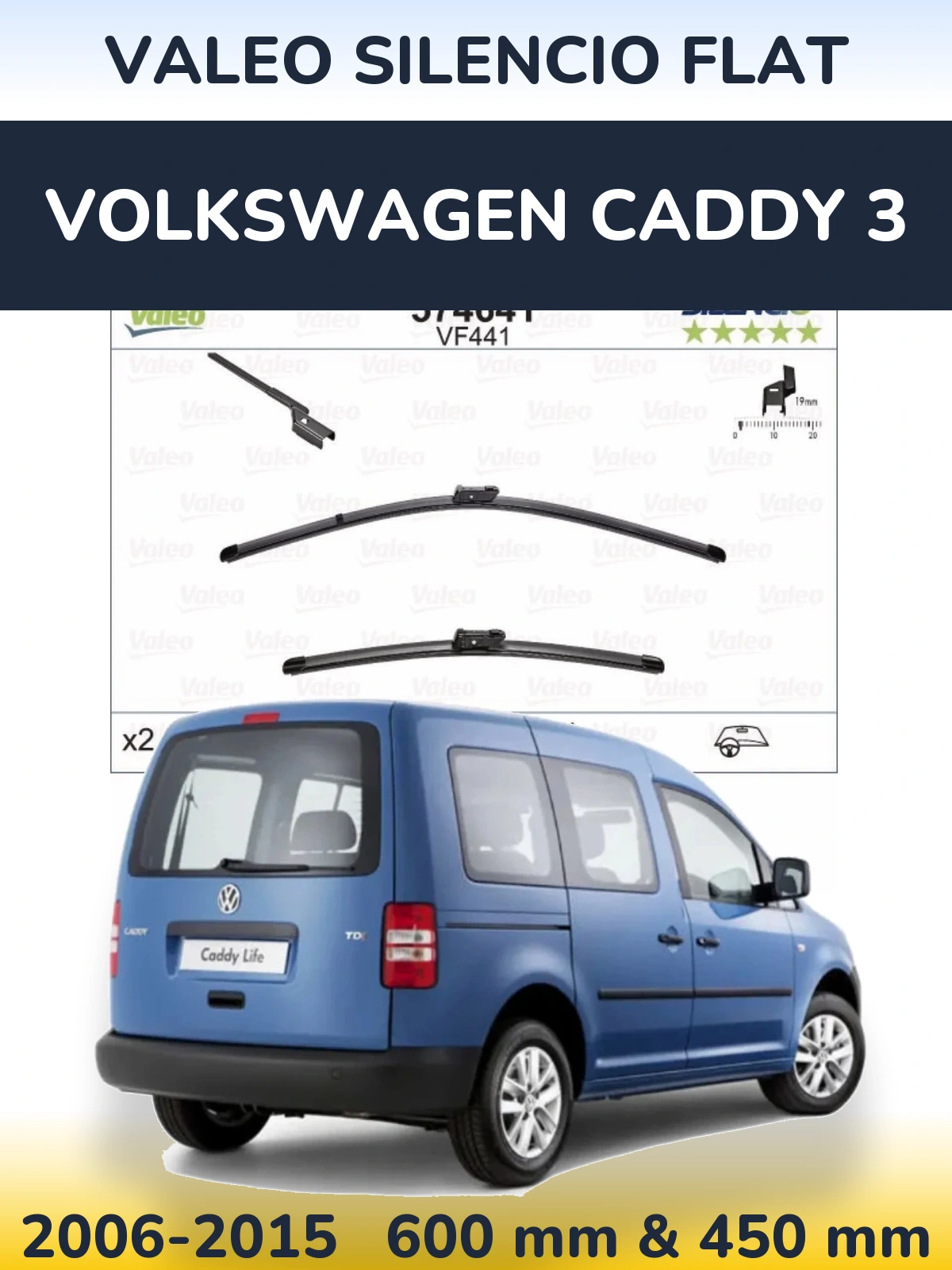 Torkarblad Valeo Silencio Flat för Volkswagen Caddy 3