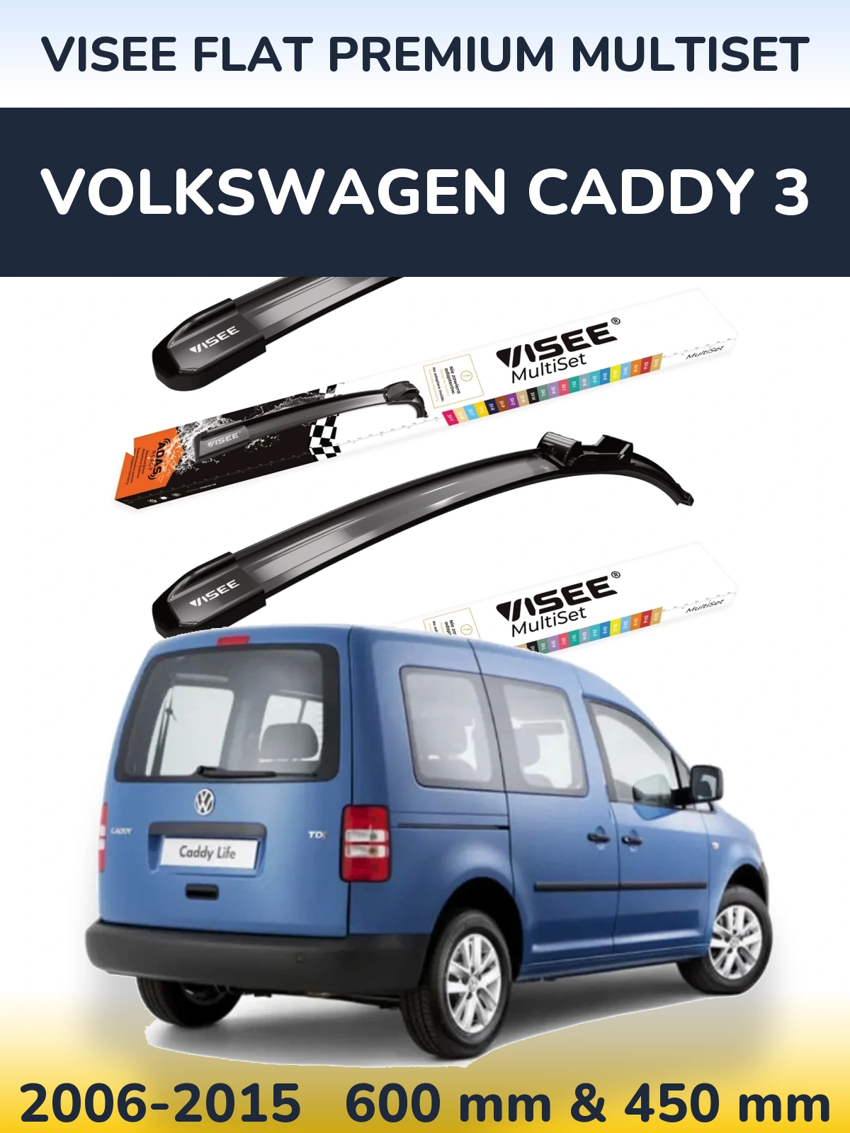 Torkarblad VISEE FLAT PREMIUM MultiSet för Volkswagen Caddy 3
