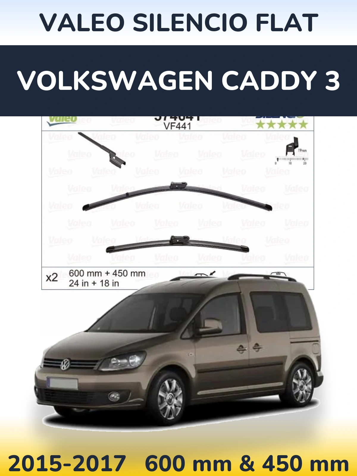 Torkarblad Valeo Silencio Flat för Volkswagen Caddy 3