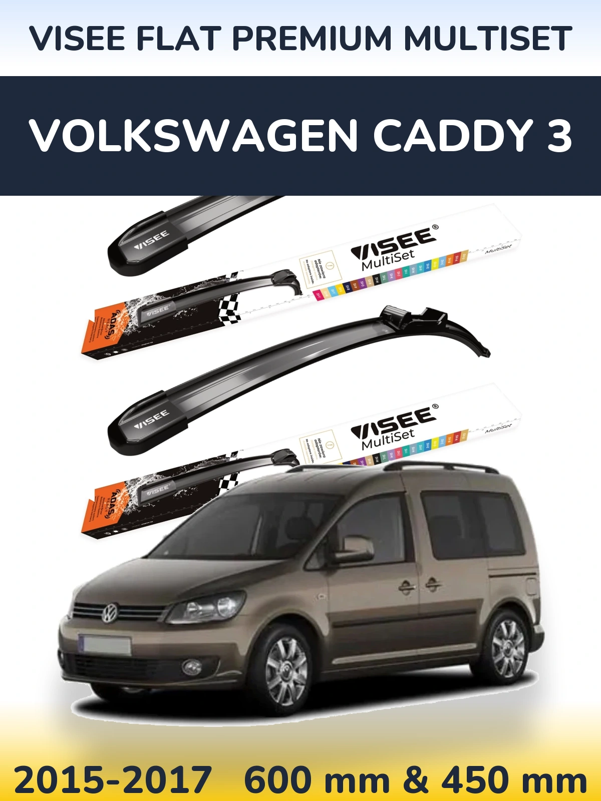 Torkarblad VISEE FLAT PREMIUM MultiSet för Volkswagen Caddy 3