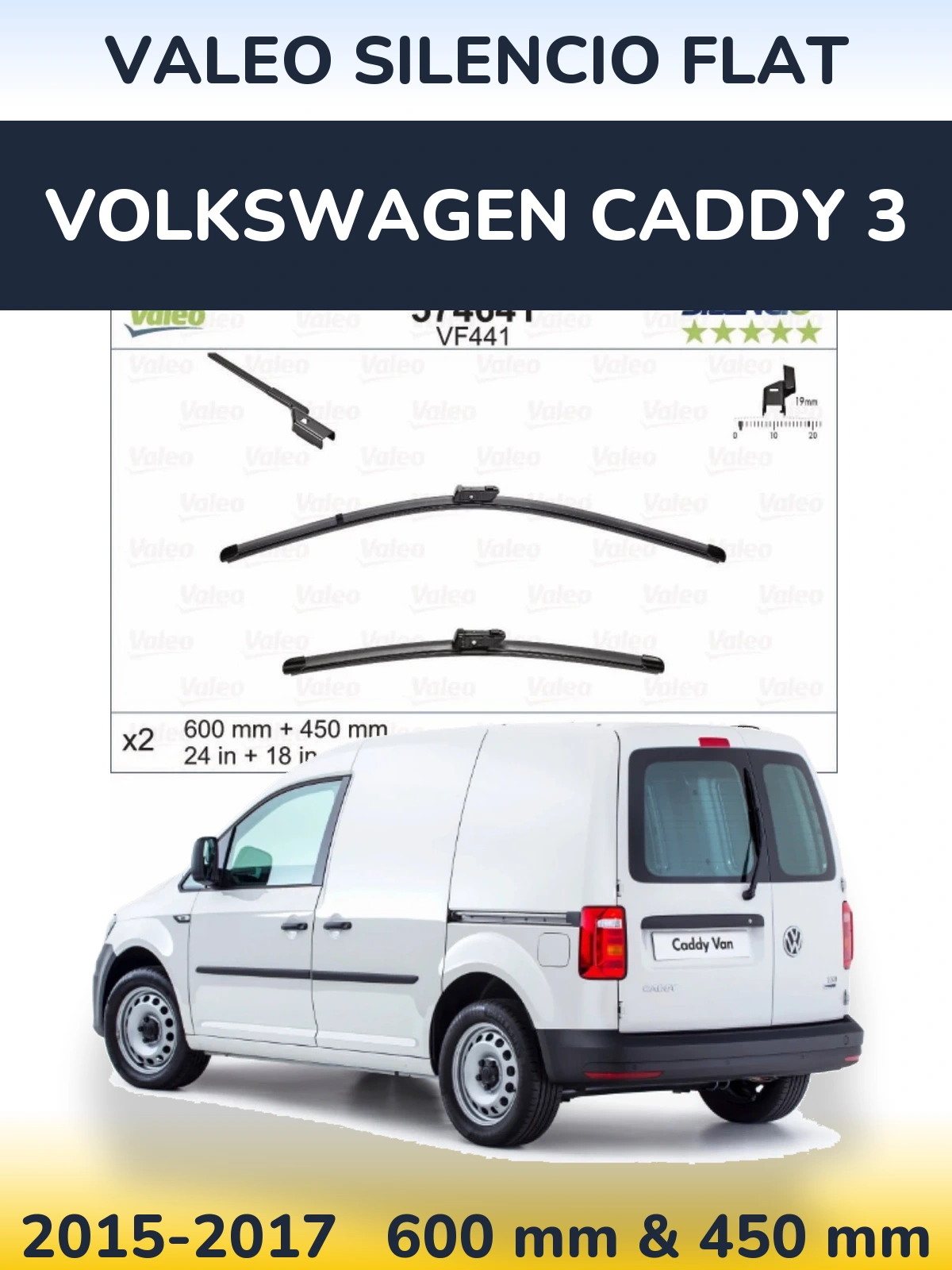 Torkarblad Valeo Silencio Flat för Volkswagen Caddy 3