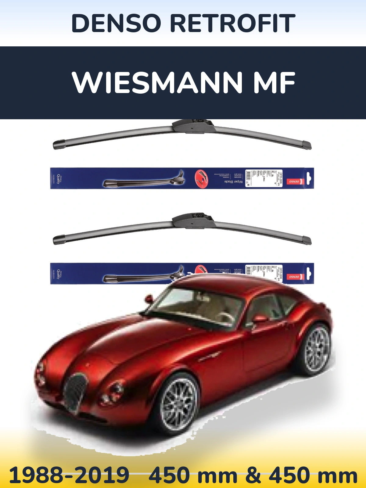 Комплект передніх щіток Denso Retrofit 450 & 450 мм для Wiesmann MF 1988-2019