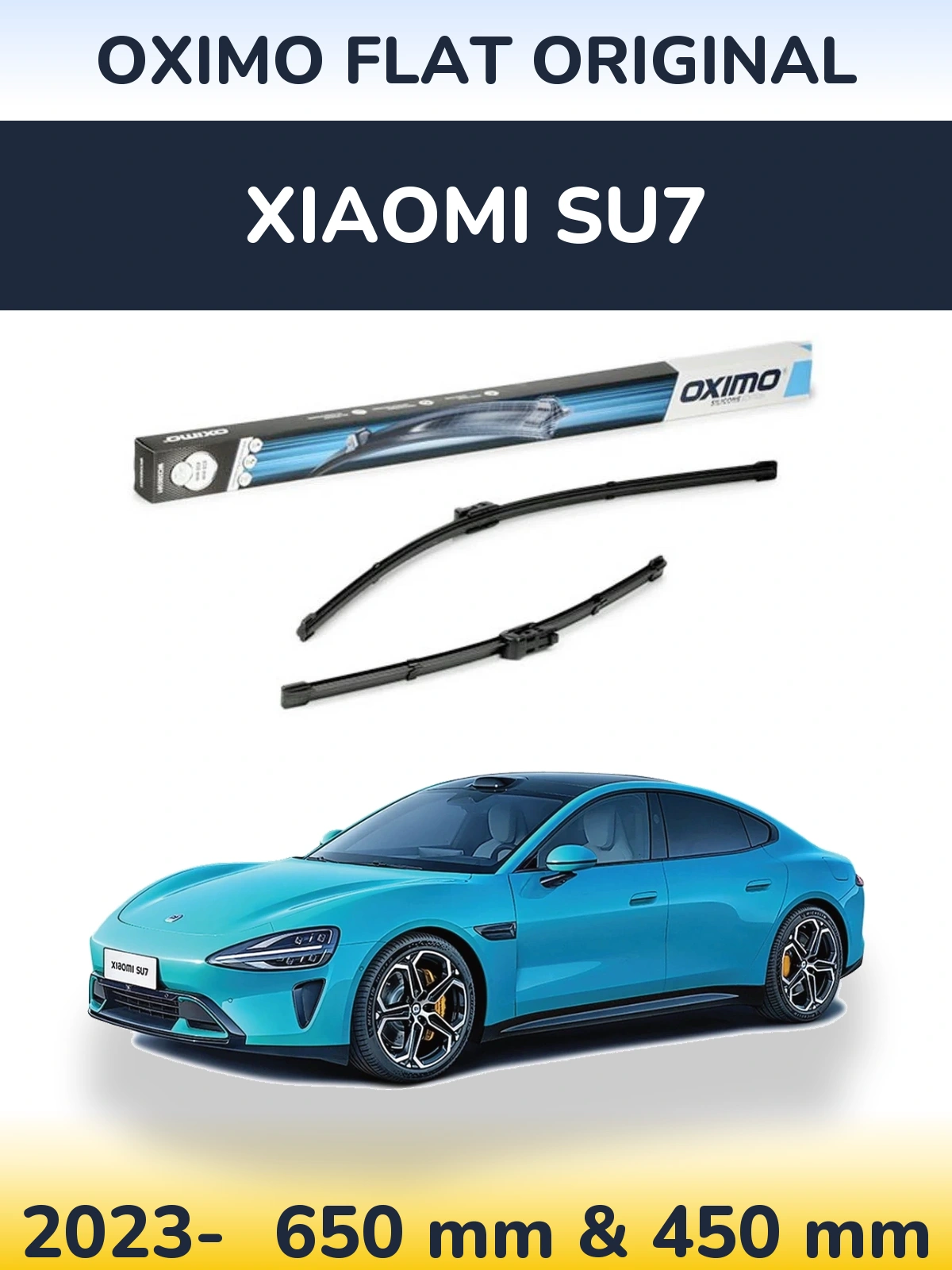 Комплект передних дворников Oximo Flat Original 650 & 450 мм для Xiaomi SU7 2023-2026