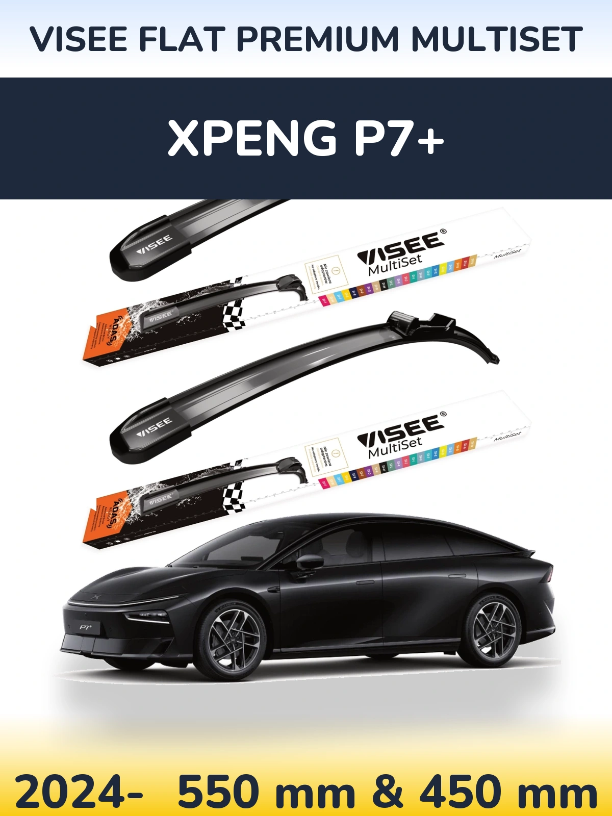 Torkarblad VISEE FLAT PREMIUM MultiSet för XPENG P7+