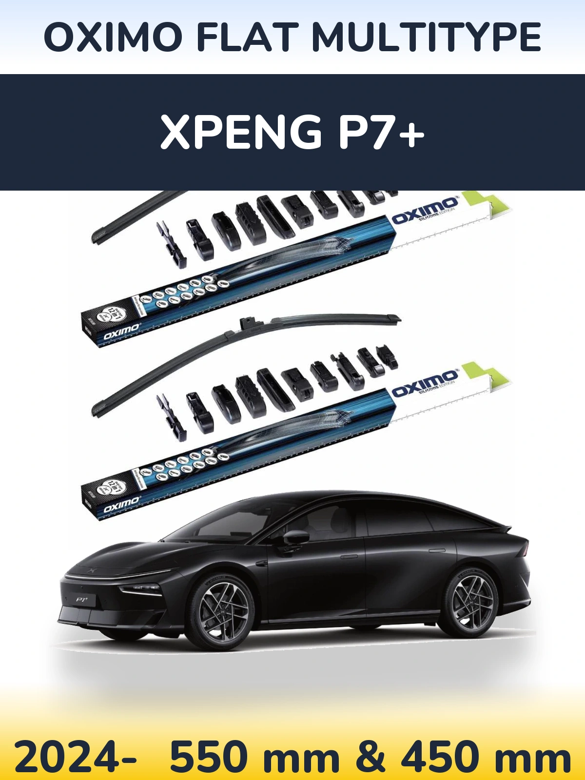 Комплект передних дворников Oximo Flat MultiТипe 550 & 450 мм для XPENG P7+ 2024-2026
