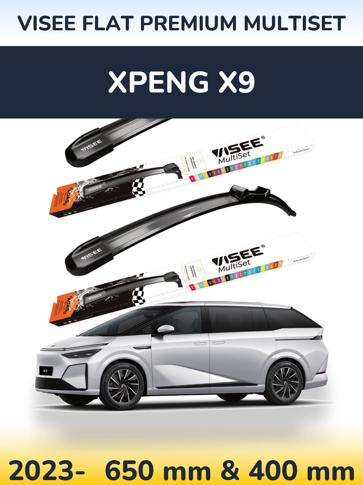 Torkarblad VISEE FLAT PREMIUM MultiSet för XPENG X9