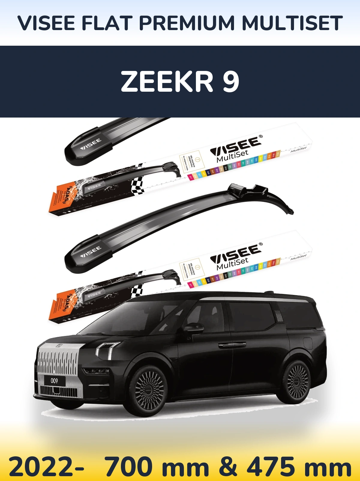 Torkarblad VISEE FLAT PREMIUM MultiSet för Zeekr 9