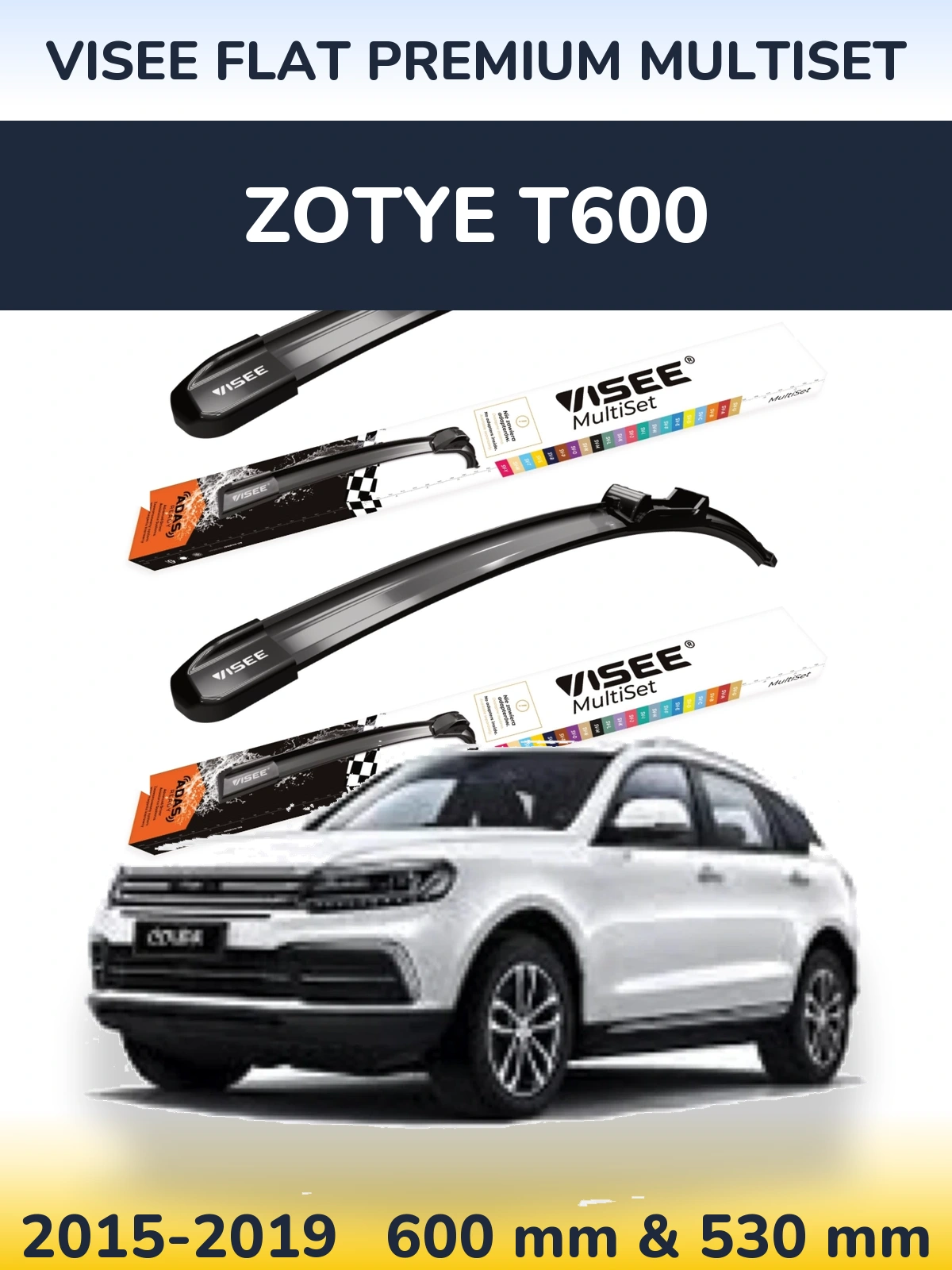 Torkarblad VISEE FLAT PREMIUM MultiSet för Zotye T600