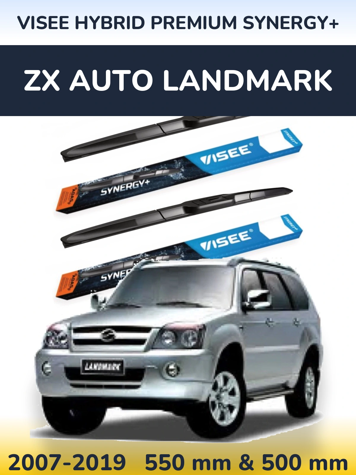 Комплект передних дворников VISEE HYBRID PREMIUM SYNERGY+ 550 & 500 мм для ZX Auto Landmark 2007-2019