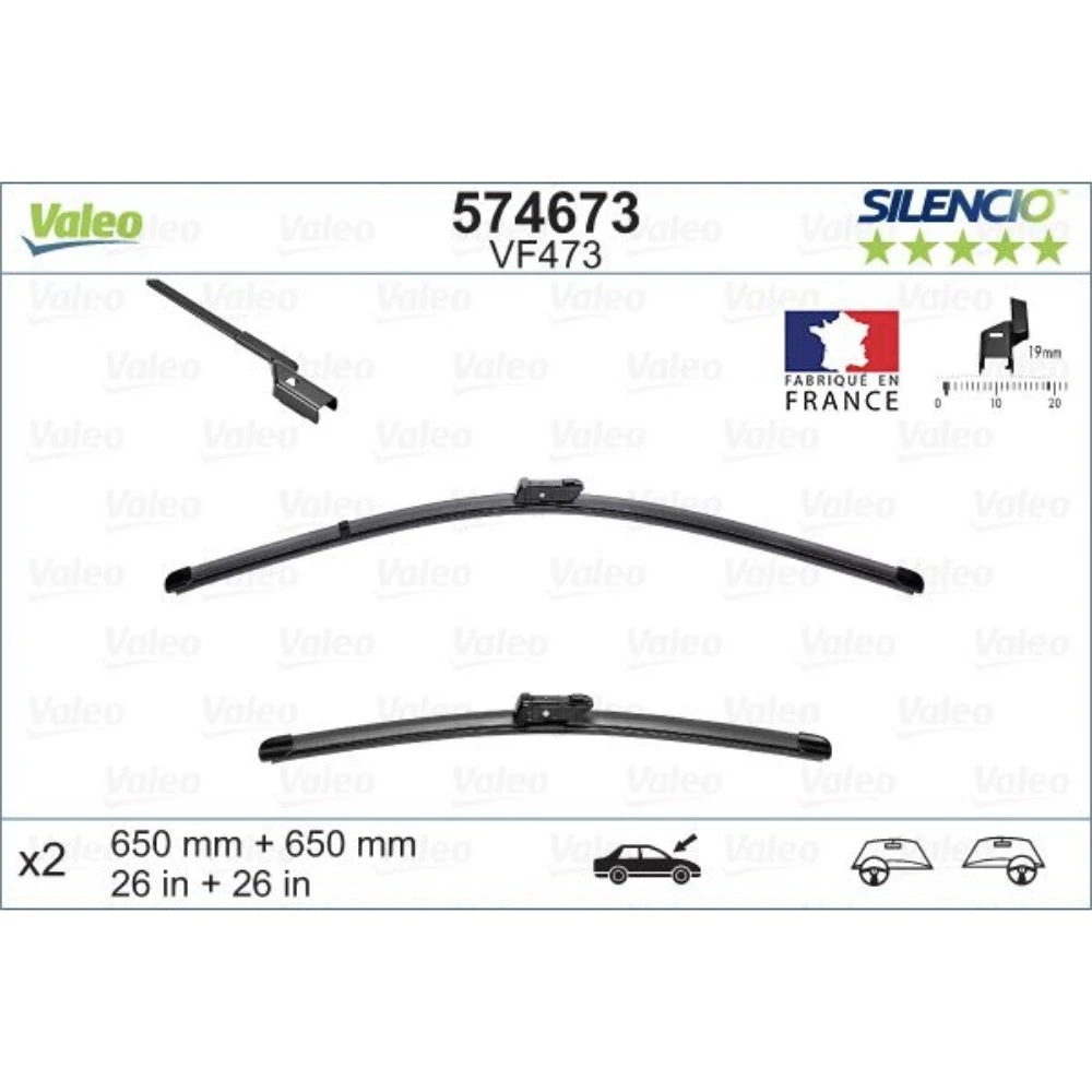 Torkarblad Valeo Silencio Flat för Opel Cascada J