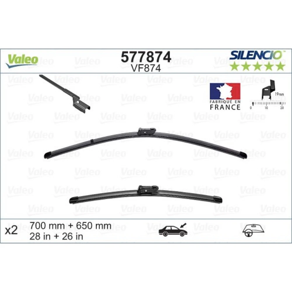 Torkarblad Valeo Silencio Flat för Opel Ampera