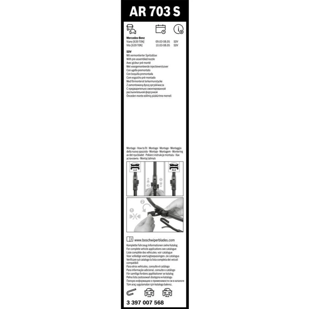 Front wiper blade set BOSCH AeroTwin 700 & 650 mm for Mercedes Vito 2003-2005
