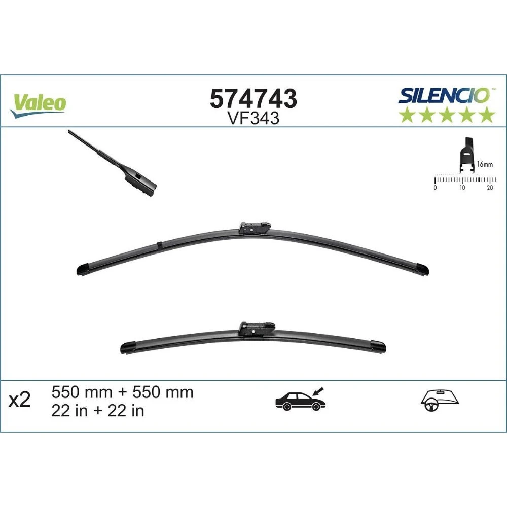 Wiper blades Valeo Silencio Flat for Land Rover Defender