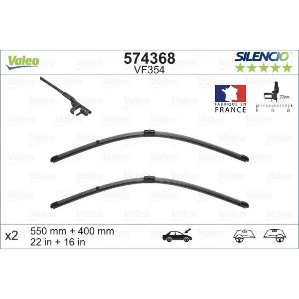 Wiper blades Valeo Silencio Flat for Alfa Romeo GT