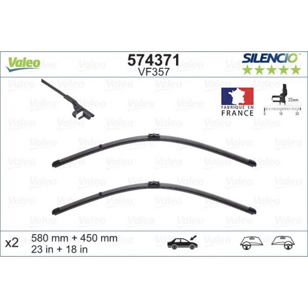 Wiper blades Valeo Silencio Flat for Alfa Romeo Brera