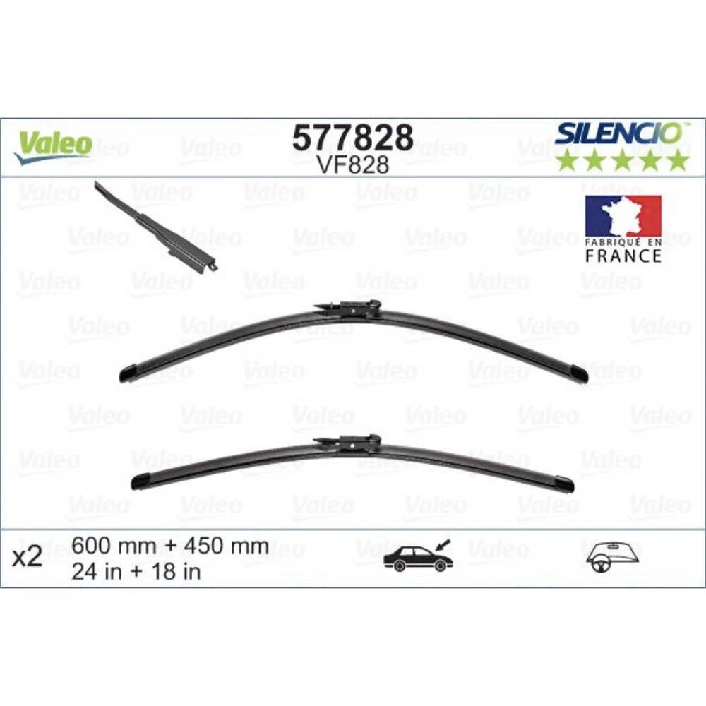 Комплект передних дворников Valeo Silencio Flat 600 & 450 мм для Jaguar XF Sportbrake 2012-2017